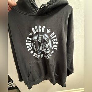Bob Marley Roots Rock Reggae Hoodie Zion Rootswear Black 2XL